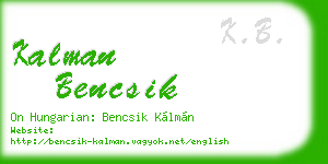 kalman bencsik business card